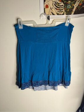 Decree Blue Strapless Crochet-Accent Camisole